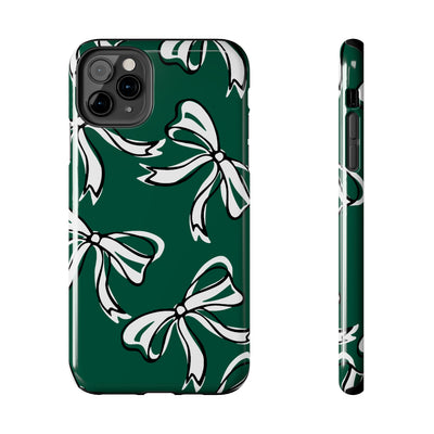 Trendy Bow Phone Case, Bed Party Bow Iphone case, Bow Phone Case, - Michigan State, Spartans, BING, green and white