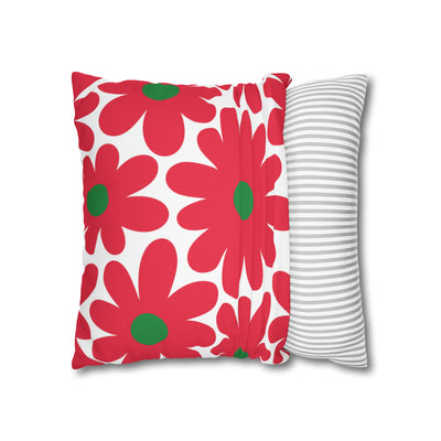 Two Color Double Sided Groovy Flower Pillow - College Dorm Pillow - Bed Party Pillow - Watermelon Color