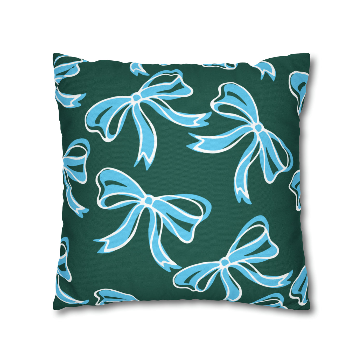 Trendy Bow College Pillow Cover - Dorm Pillow, Graduation Gift, Bed Party Gift, Acceptance Gift, College Gift, Tulane,Roll Wave,Blue & Green