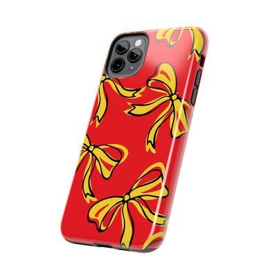 Trendy Bow Phone Case, Bed Party Bow Iphone case, Bow Phone Case, College Case, Bow Gift - Maryland, Terps, Terrapins, UMD, Red Gold & Black