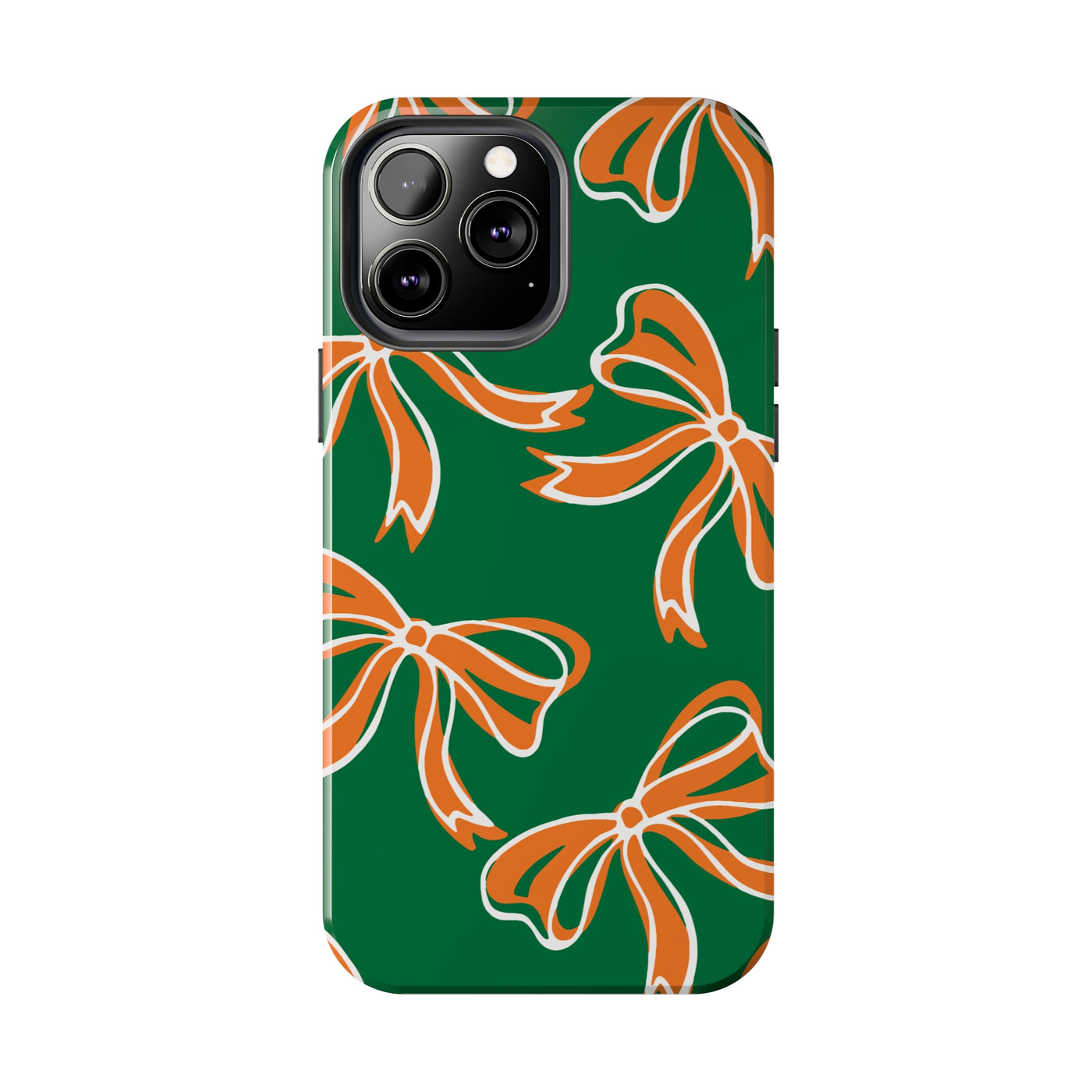 Trendy Bow Phone Case, Bed Party Bow Iphone case, Bow Phone Case, - Miami Hurricanes, 305, Miami, Orange and Green