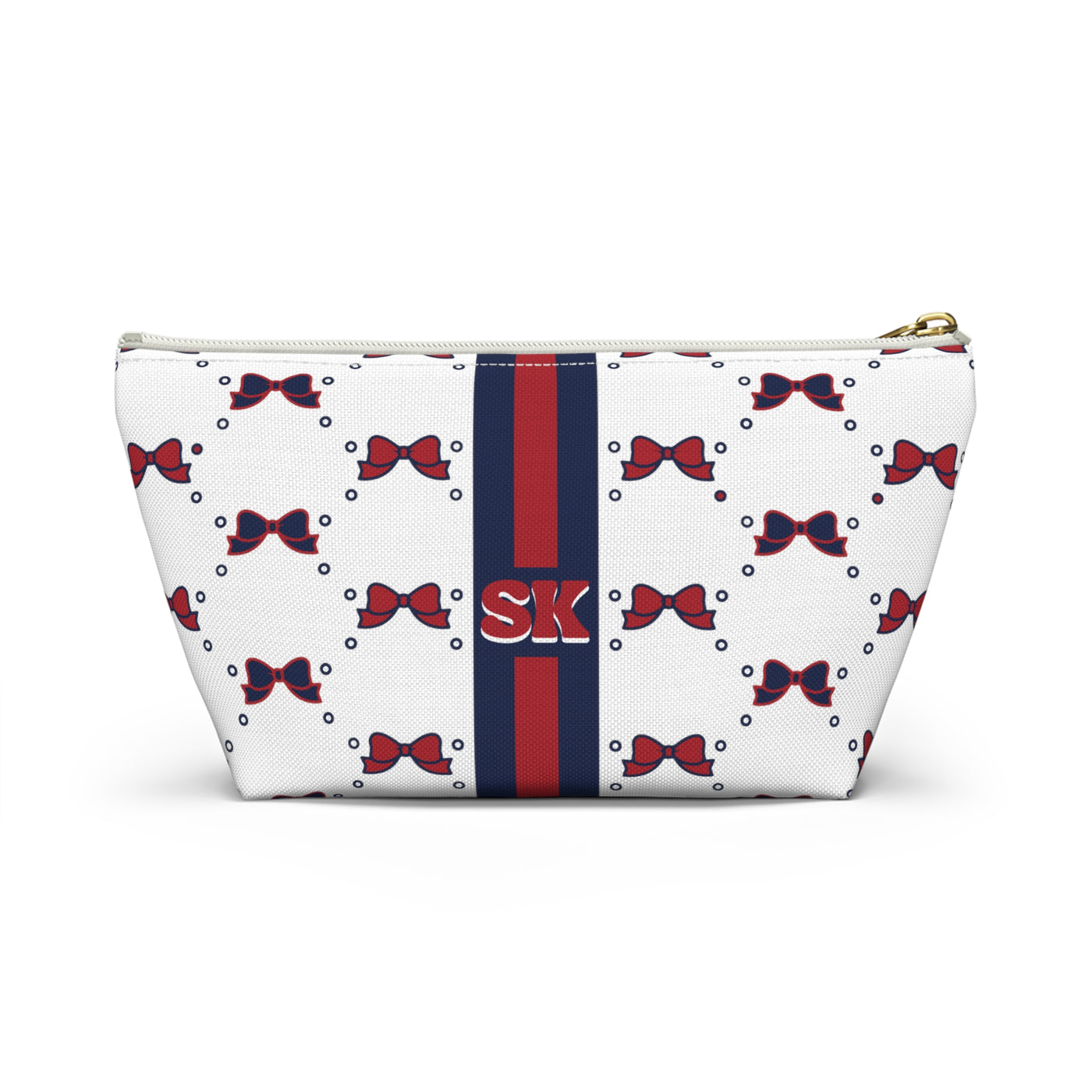 Custom Initial Personalized Bow Makeup Bag - Custom Initial, Makeup Bag, Arizona, Red and Blue, Wildcats