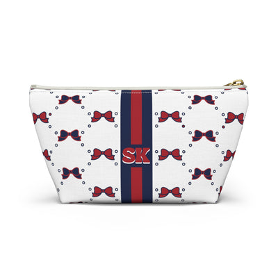 Custom Initial Personalized Bow Makeup Bag - Custom Initial, Makeup Bag, Arizona, Red and Blue, Wildcats