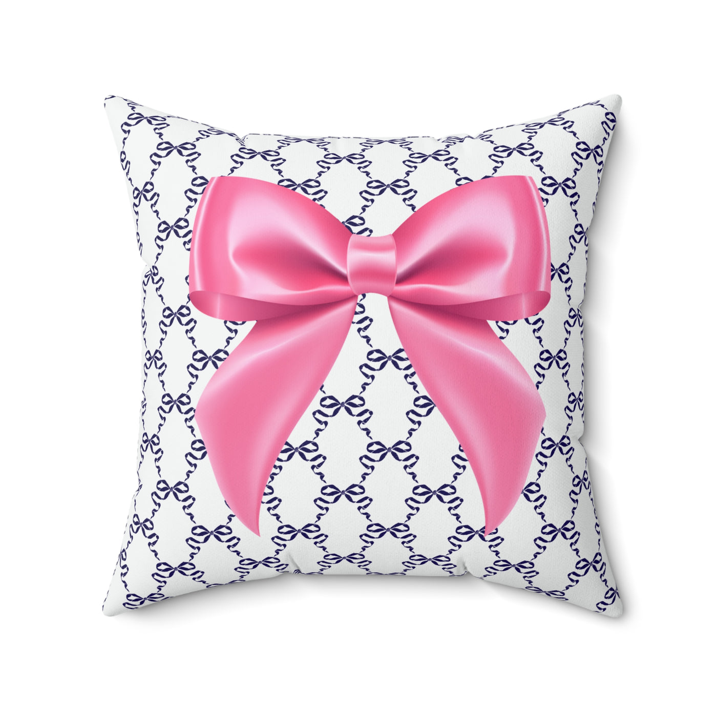 Navy and Pink Coquette Bow Pillow Cover Only