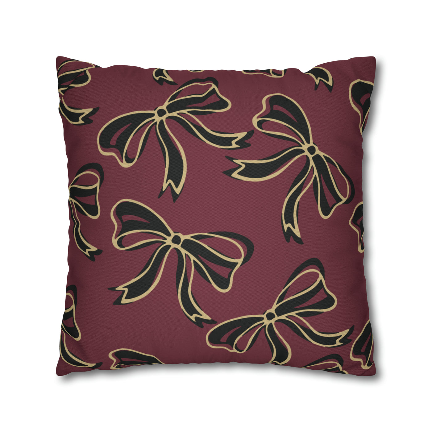 FSU Burgandy Pillow w Bows in Black and Gold