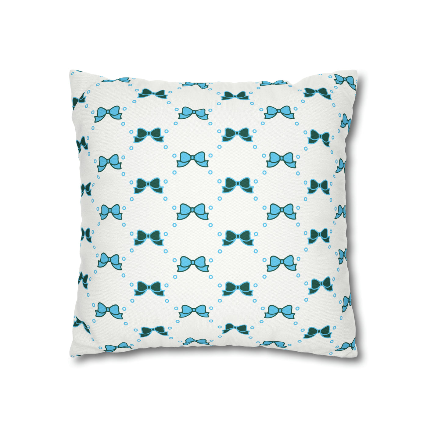 Pretty Little Bow Pillow Cover - Dorm Pillow,Bow Pillow,Bed Party Gift, Acceptance Gift, Camp Gift, Bow Aesthetic, Tulane, Blue & Green bow