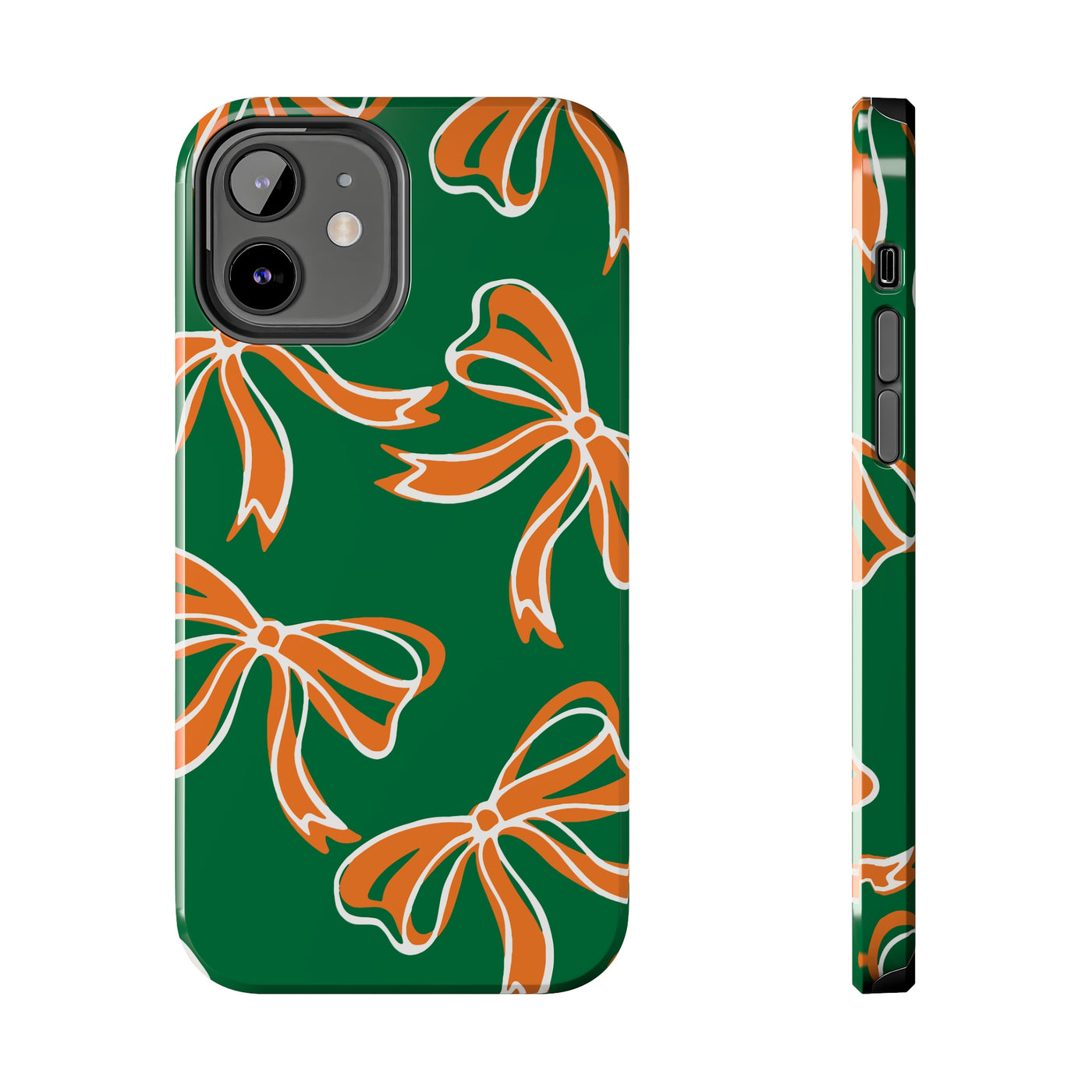 Trendy Bow Phone Case, Bed Party Bow Iphone case, Bow Phone Case, - Miami Hurricanes, 305, Miami, Orange and Green