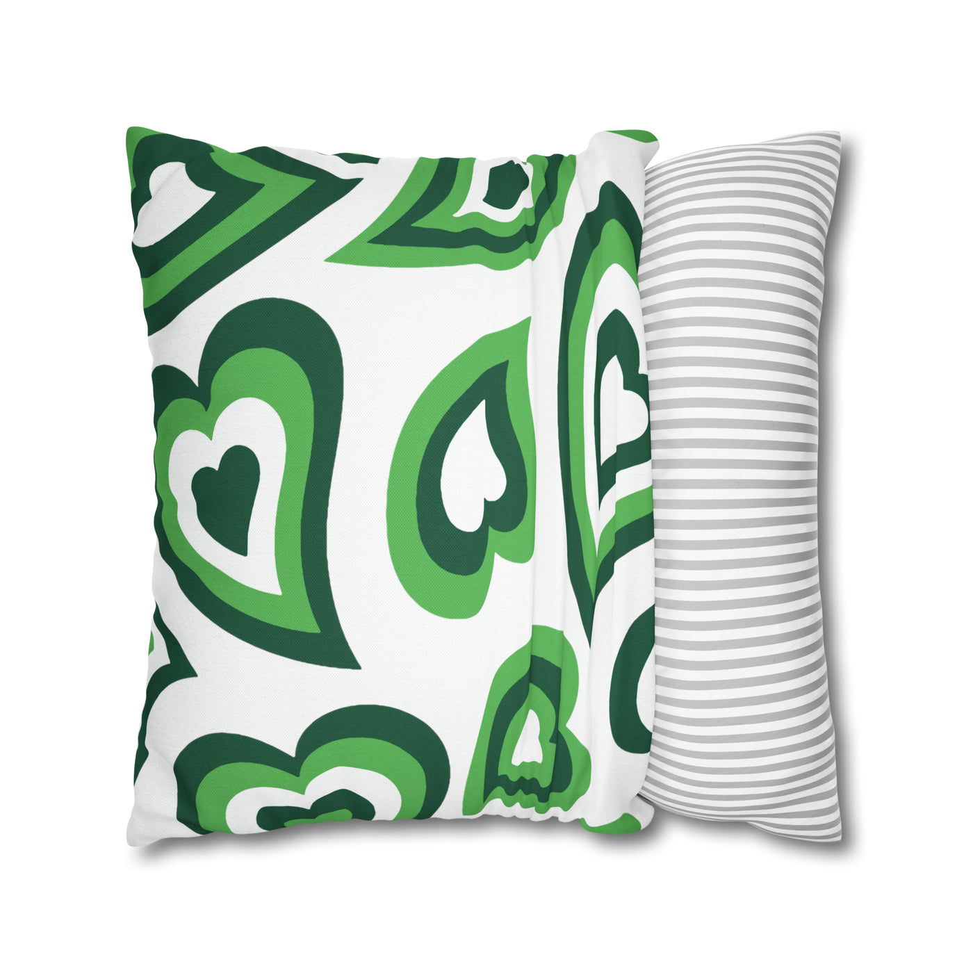 Retro Heart Pillow - Green & white, Heart Pillow, Hearts, Valentine's Day, Binghamton Bearcats,Bed Party Pillow, sleepaway Camp, dorm decor,