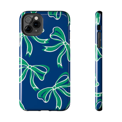 Trendy Bow Phone Case, Bed Party Bow Iphone case, Bow Phone Case, - FGCU, Blue and Green, Florida Gulf Coast