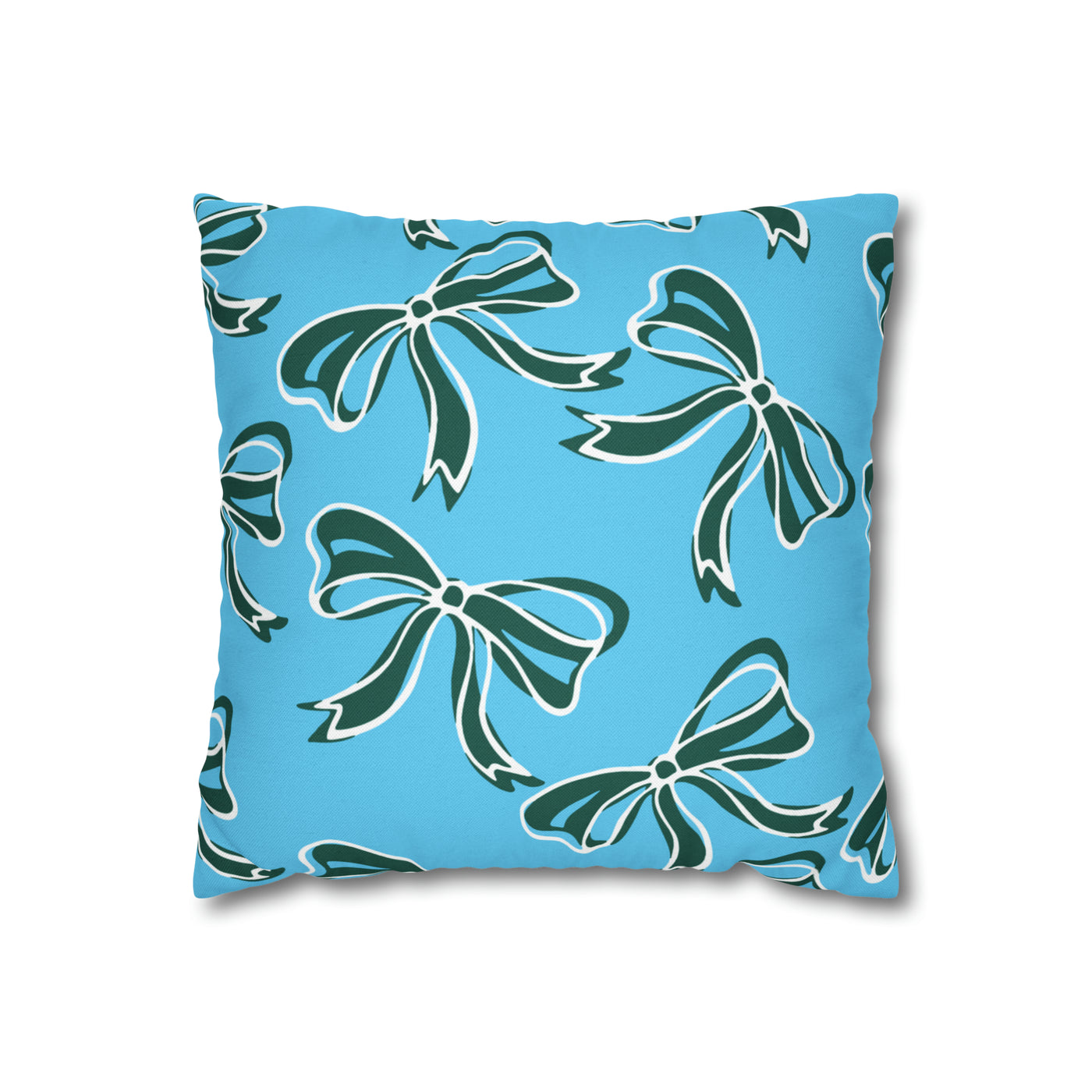 Trendy Bow College Pillow Cover - Dorm Pillow, Graduation Gift, Bed Party Gift, Acceptance Gift, College Gift, Tulane,Roll Wave,Blue & Green