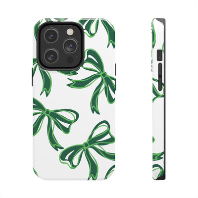 Trendy Bow Phone Case, Bed Party Bow Iphone case, Bow Phone Case, - Binghamton, BING, Bearcats, green and white