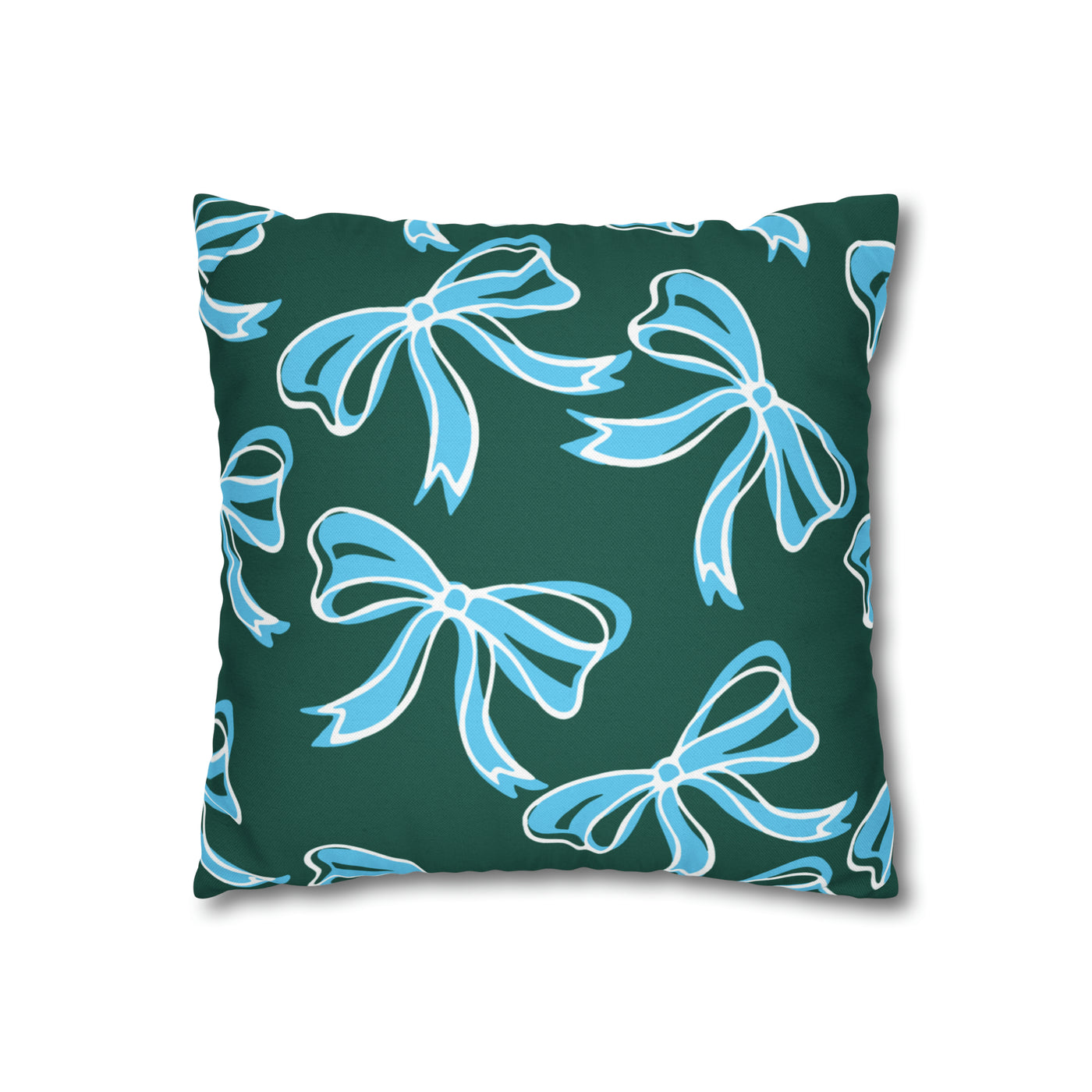 Trendy Bow College Pillow Cover - Dorm Pillow, Graduation Gift, Bed Party Gift, Acceptance Gift, College Gift, Tulane,Roll Wave,Blue & Green