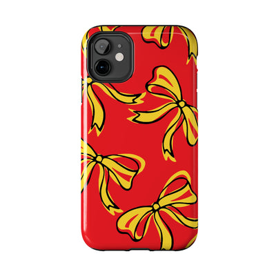 Trendy Bow Phone Case, Bed Party Bow Iphone case, Bow Phone Case, College Case, Bow Gift - Maryland, Terps, Terrapins, UMD, Red Gold & Black