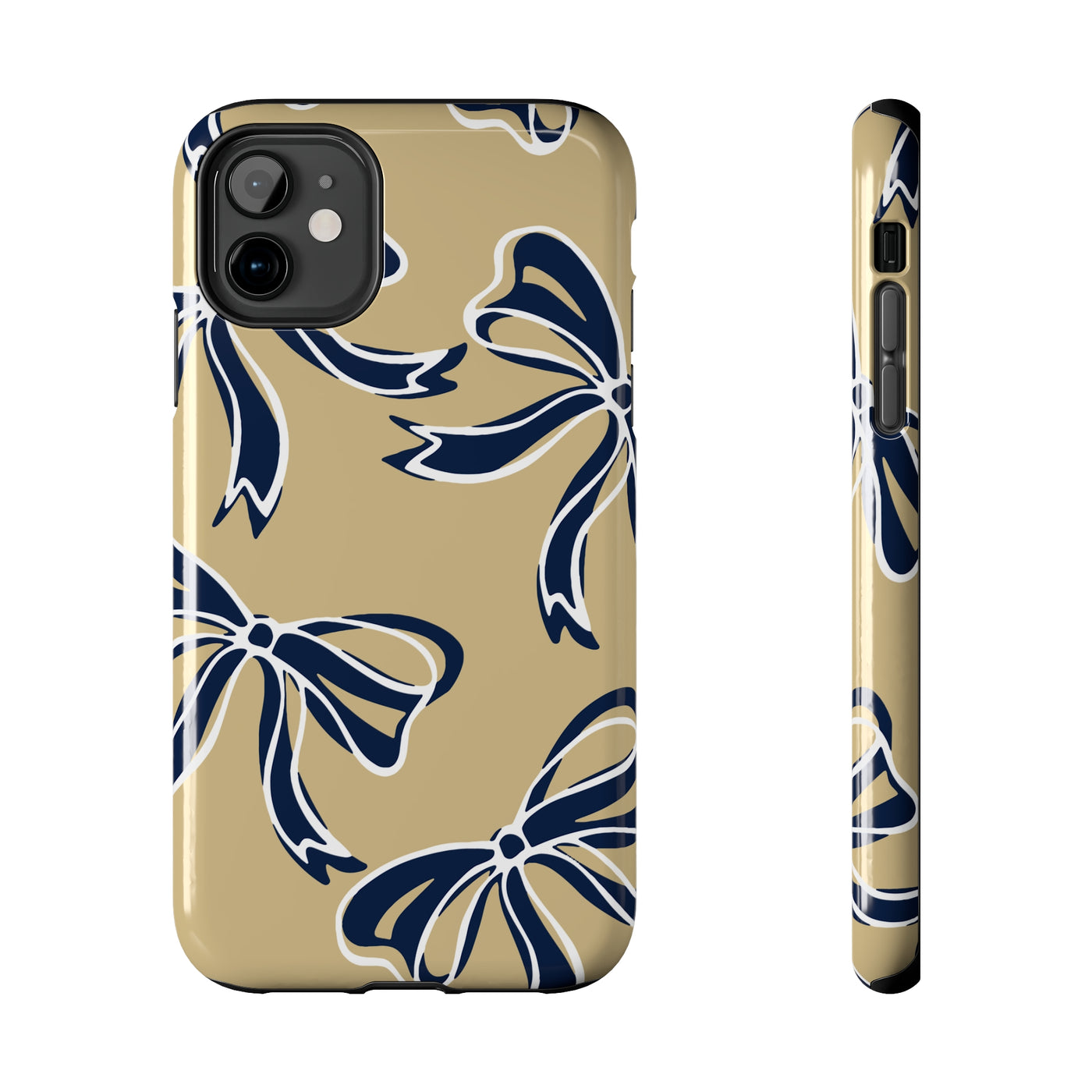 Trendy Bow Phone Case, Bed Party Bow Iphone case, Bow Phone Case, College Case, Bow Gifts, Navy and Gold, GW University, Bow Aesthetic