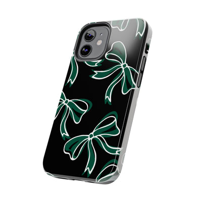 Trendy Bow Phone Case, Bed Party Bow Iphone case, Bow Phone Case, - Michigan State, Spartans, BING, green and white