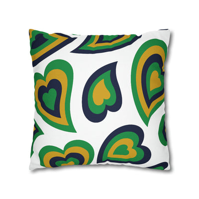 Retro Heart Pillow - Navy Gold & Green, Heart Pillow, Hearts, Valentine's Day, Notre Dame, Bed Party Pillow, Sleepaway Camp Pillow