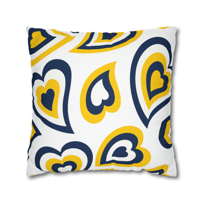 Retro Heart Pillow - Navy and Maize, Heart Pillow, Hearts, Valentine's Day, Michigan, Bed Party Pillow, Sleepaway Camp Pillow,Camp