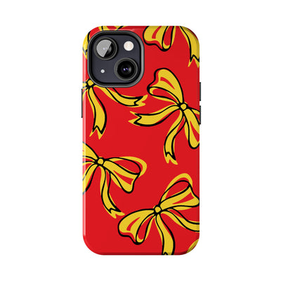 Trendy Bow Phone Case, Bed Party Bow Iphone case, Bow Phone Case, College Case, Bow Gift - Maryland, Terps, Terrapins, UMD, Red Gold & Black