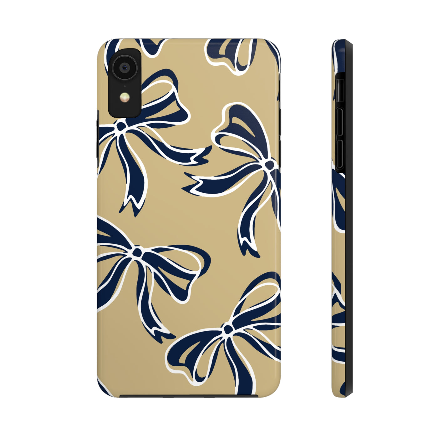 Trendy Bow Phone Case, Bed Party Bow Iphone case, Bow Phone Case, College Case, Bow Gifts, Navy and Gold, GW University, Bow Aesthetic