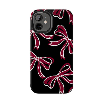 Trendy Bow Phone Case, Bed Party Bow Iphone case, Bow Phone Case, - South Carolina, Gamecocks, USC, garnet and black