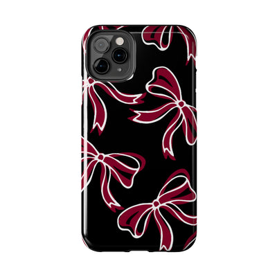 Trendy Bow Phone Case, Bed Party Bow Iphone case, Bow Phone Case, - South Carolina, Gamecocks, USC, garnet and black