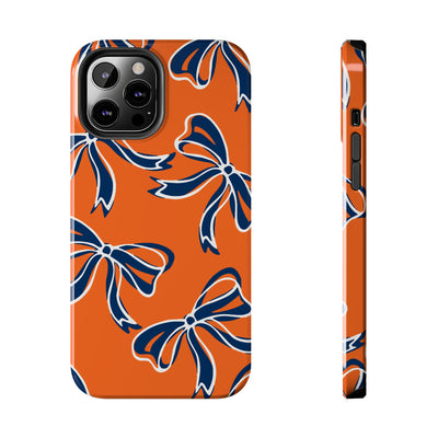 Trendy Bow Phone Case, Bed Party Bow Iphone case, Bow Phone Case, Bow Gifts - Syracuse, Auburn, Illinois, Bucknell, UVA, Navy & Orange