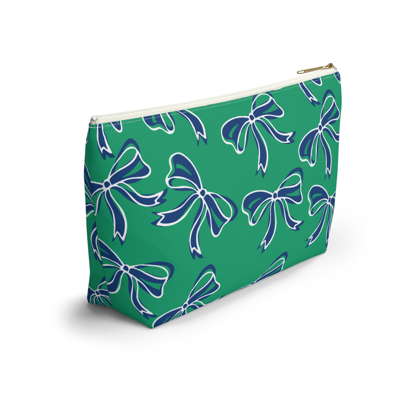 Trendy Bow Makeup Bag - Graduation Gift, Bed Party Gift, Acceptance Gift, College Gift, FGCU, Florida Gulf Coast, Blue and Green