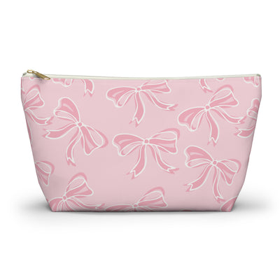 Coquette Pink Bow Monogram Makeup Bag, Pink Bow, Coquette Accessories, Pink Accessories, Pink Coquette Makeup Bag