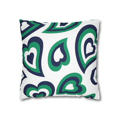 Retro Heart Pillow - Navy and Green, Heart Pillow, Hearts, Valentine's Day, FCGU, Bed Party Pillow, Sleepaway Camp Pillow, Camp