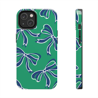 Trendy Bow Phone Case, Bed Party Bow Iphone case, Bow Phone Case, - FGCU, Blue and Green, Florida Gulf Coast