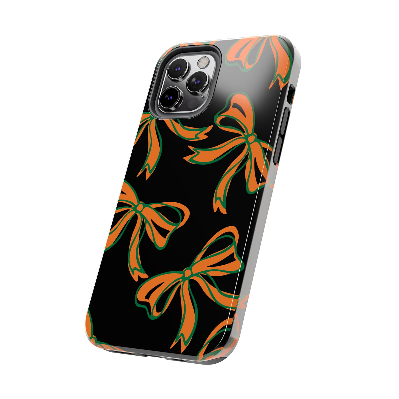 Trendy Bow Phone Case, Bed Party Bow Iphone case, Bow Phone Case, - Miami Hurricanes, 305, Miami, Orange and Green