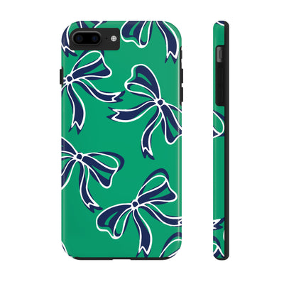 Trendy Bow Phone Case, Bed Party Bow Iphone case, Bow Phone Case, - Notre Dame, green and blue