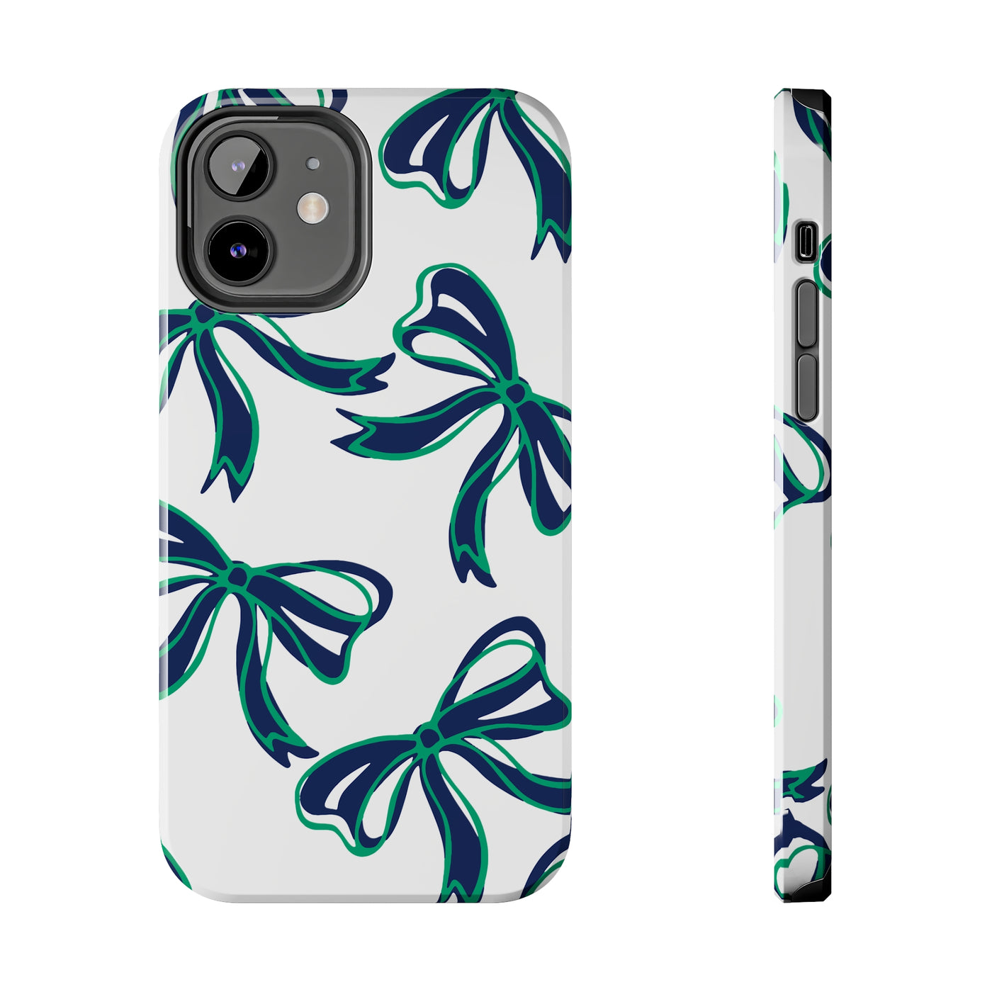Trendy Bow Phone Case, Bed Party Bow Iphone case, Bow Phone Case, - Notre Dame, green and blue