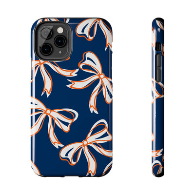 Trendy Bow Phone Case, Bed Party Bow Iphone case, Bow Phone Case, Bow Gifts - Syracuse, Auburn, Illinois, Bucknell, UVA, Navy & Orange