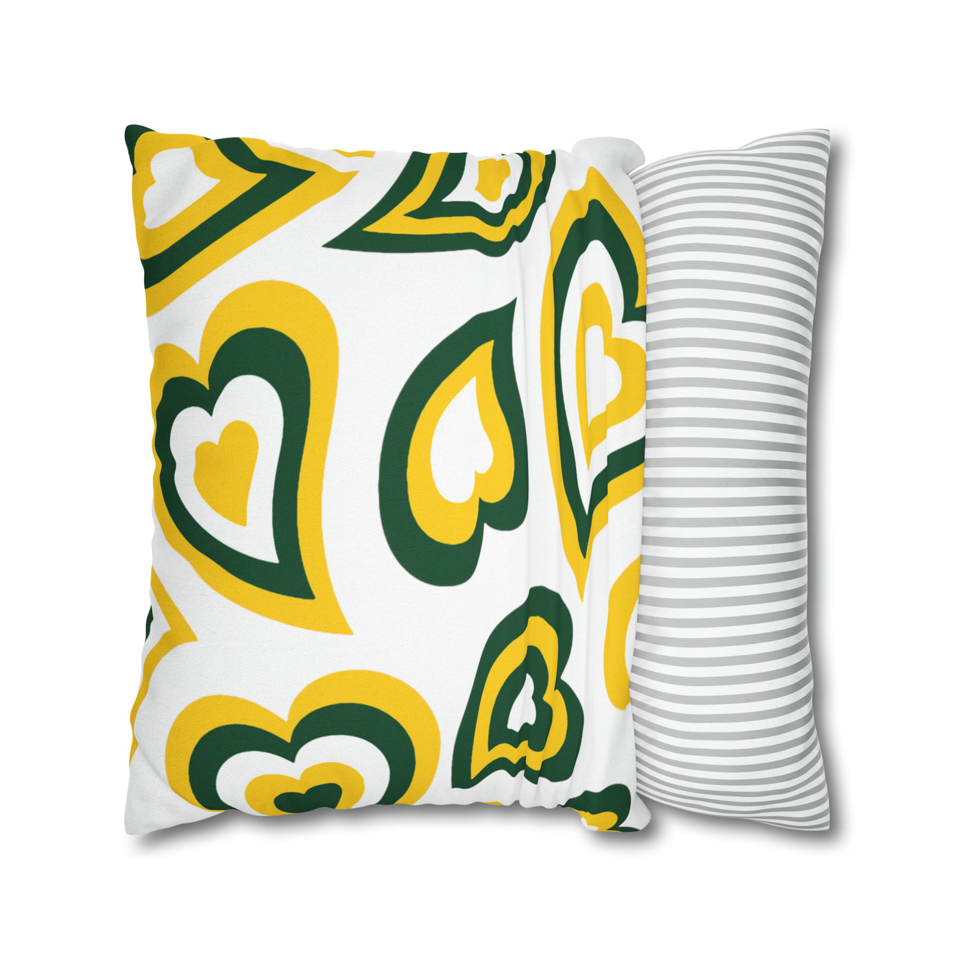 Retro Heart Pillow - Green and Gold, Heart Pillow, Hearts, Valentine's Day, USF, Oregon,Bed Party Pillow, Sleepaway Camp Pillow,Camp