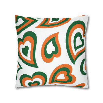Retro Heart Pillow - Green and Orange, Heart Pillow, Hearts, Valentine's Day, Miami Hurricanes, Bed Party Pillow, Sleepaway Camp Pillow,Camp