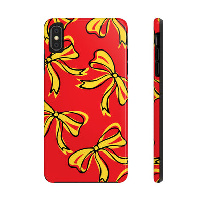 Trendy Bow Phone Case, Bed Party Bow Iphone case, Bow Phone Case, College Case, Bow Gift - Maryland, Terps, Terrapins, UMD, Red Gold & Black