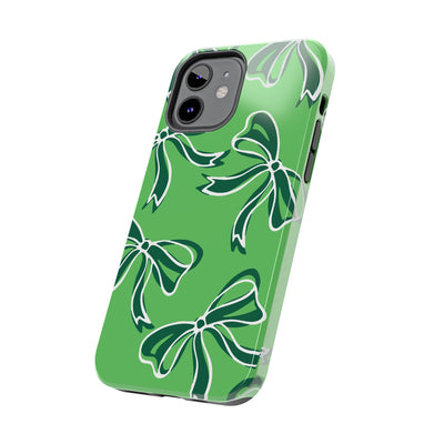 Trendy Bow Phone Case, Bed Party Bow Iphone case, Bow Phone Case, - Binghamton, BING, Bearcats, green and white