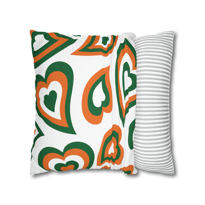 Retro Heart Pillow - Green and Orange, Heart Pillow, Hearts, Valentine's Day, Miami Hurricanes, Bed Party Pillow, Sleepaway Camp Pillow,Camp