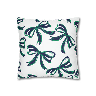 Trendy Bow College Pillow Cover - Dorm Pillow, Graduation Gift,Bed Party Gift,Acceptance Gift,College Gift, Notre Dame, navy and green