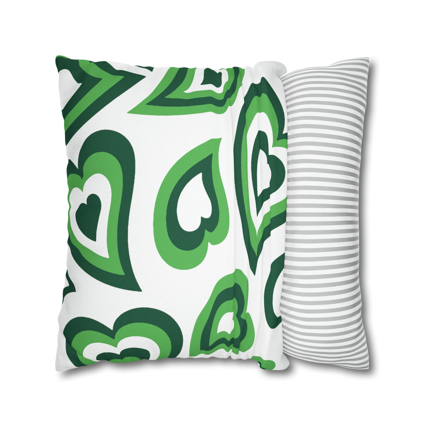 Retro Heart Pillow - Green & white, Heart Pillow, Hearts, Valentine's Day, Binghamton Bearcats,Bed Party Pillow, sleepaway Camp, dorm decor,