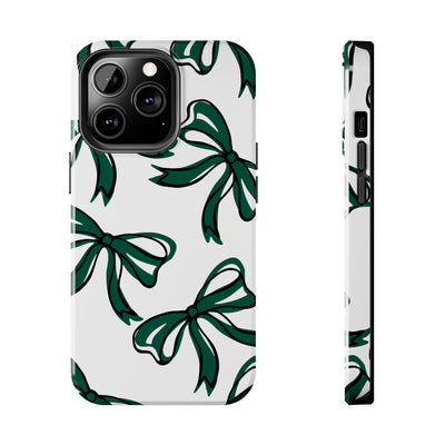 Trendy Bow Phone Case, Bed Party Bow Iphone case, Bow Phone Case, - Michigan State, Spartans, BING, green and white