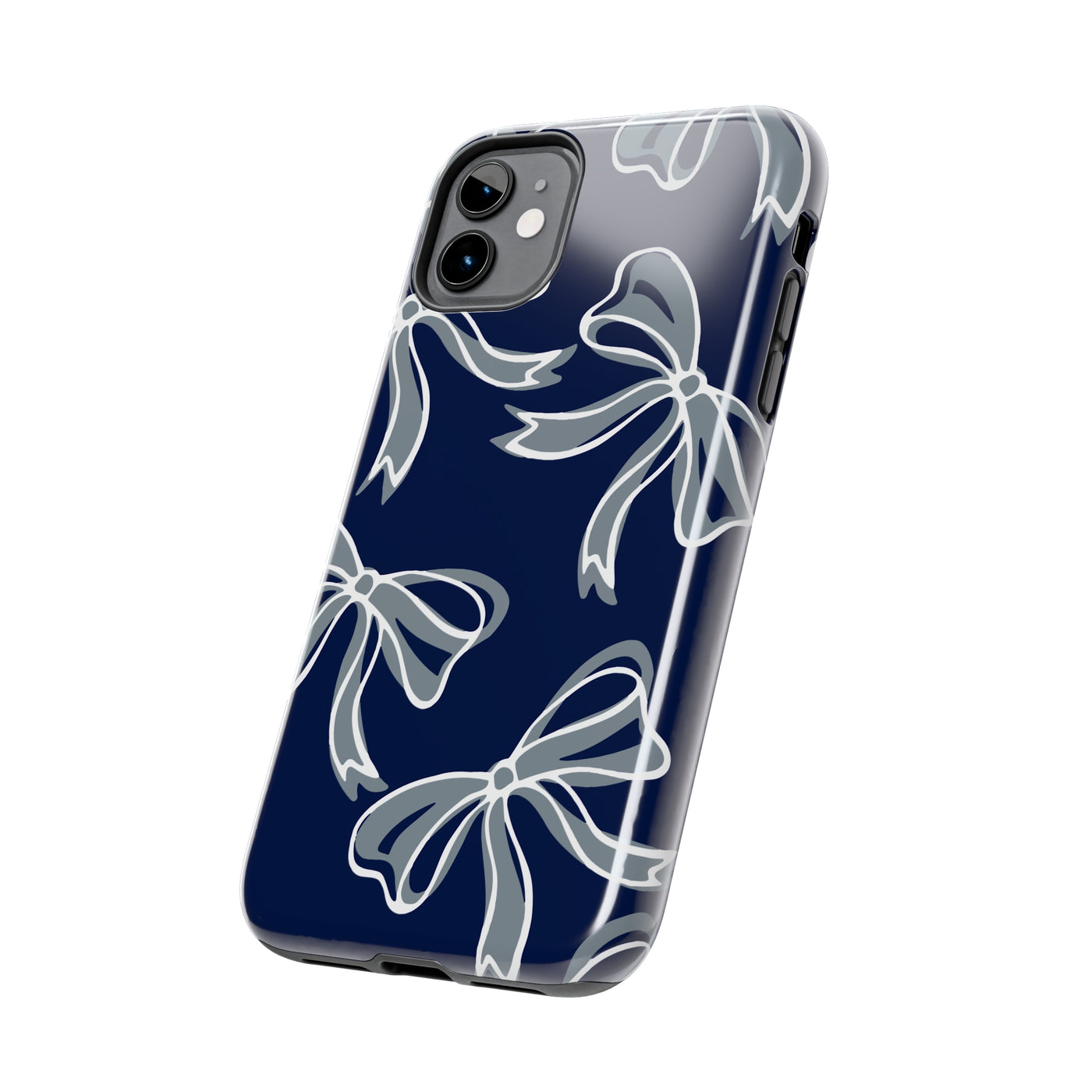 Trendy Bow Phone Case, Bed Party Bow Iphone case, Bow Phone Case, - Monmouth, UConn, Huskies, navy and white, navy and grey