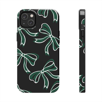 Trendy Bow Phone Case, Bed Party Bow Iphone case, Bow Phone Case, - Michigan State, Spartans, BING, green and white