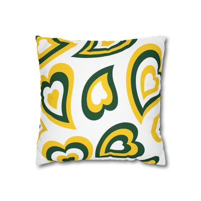 Retro Heart Pillow - Green and Gold, Heart Pillow, Hearts, Valentine's Day, USF, Oregon,Bed Party Pillow, Sleepaway Camp Pillow,Camp