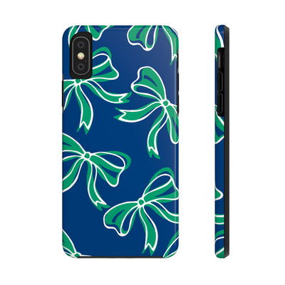 Trendy Bow Phone Case, Bed Party Bow Iphone case, Bow Phone Case, - FGCU, Blue and Green, Florida Gulf Coast