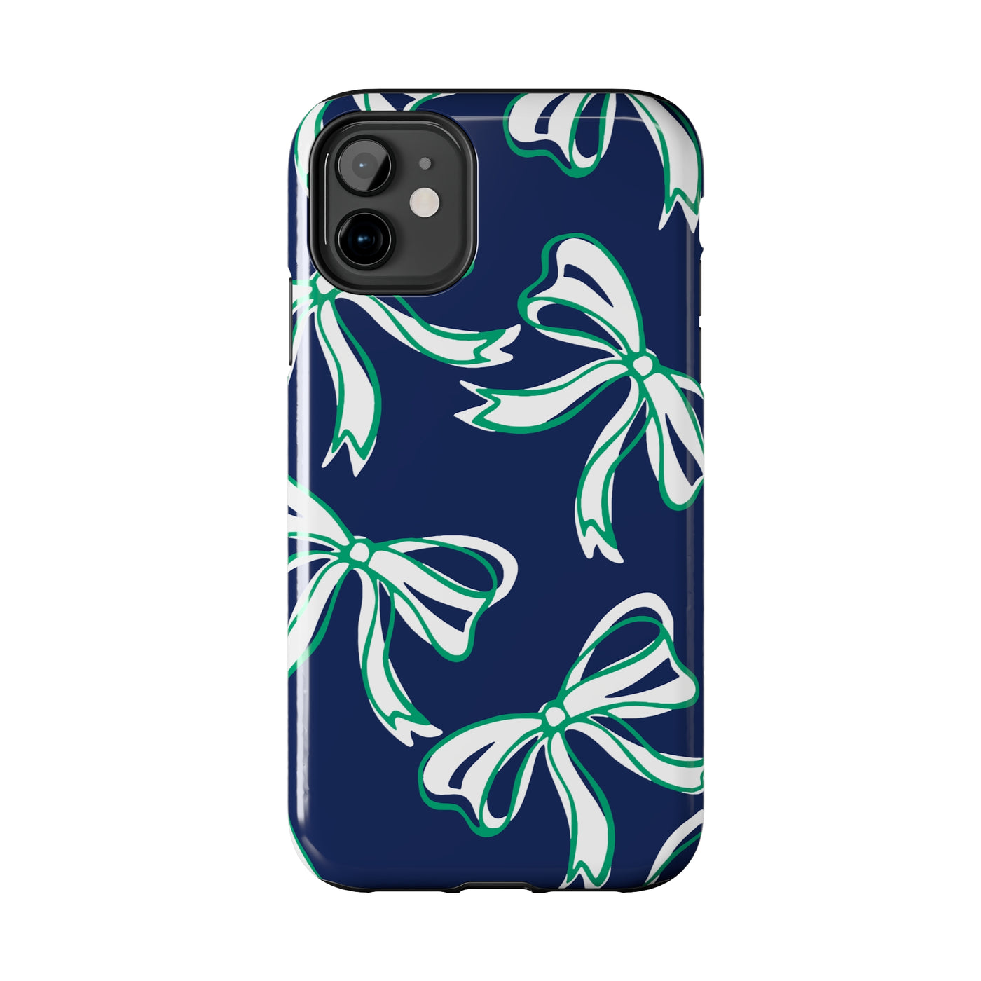 Trendy Bow Phone Case, Bed Party Bow Iphone case, Bow Phone Case, - Notre Dame, green and blue