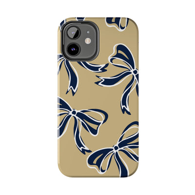 Trendy Bow Phone Case, Bed Party Bow Iphone case, Bow Phone Case, College Case, Bow Gifts, Navy and Gold, GW University, Bow Aesthetic