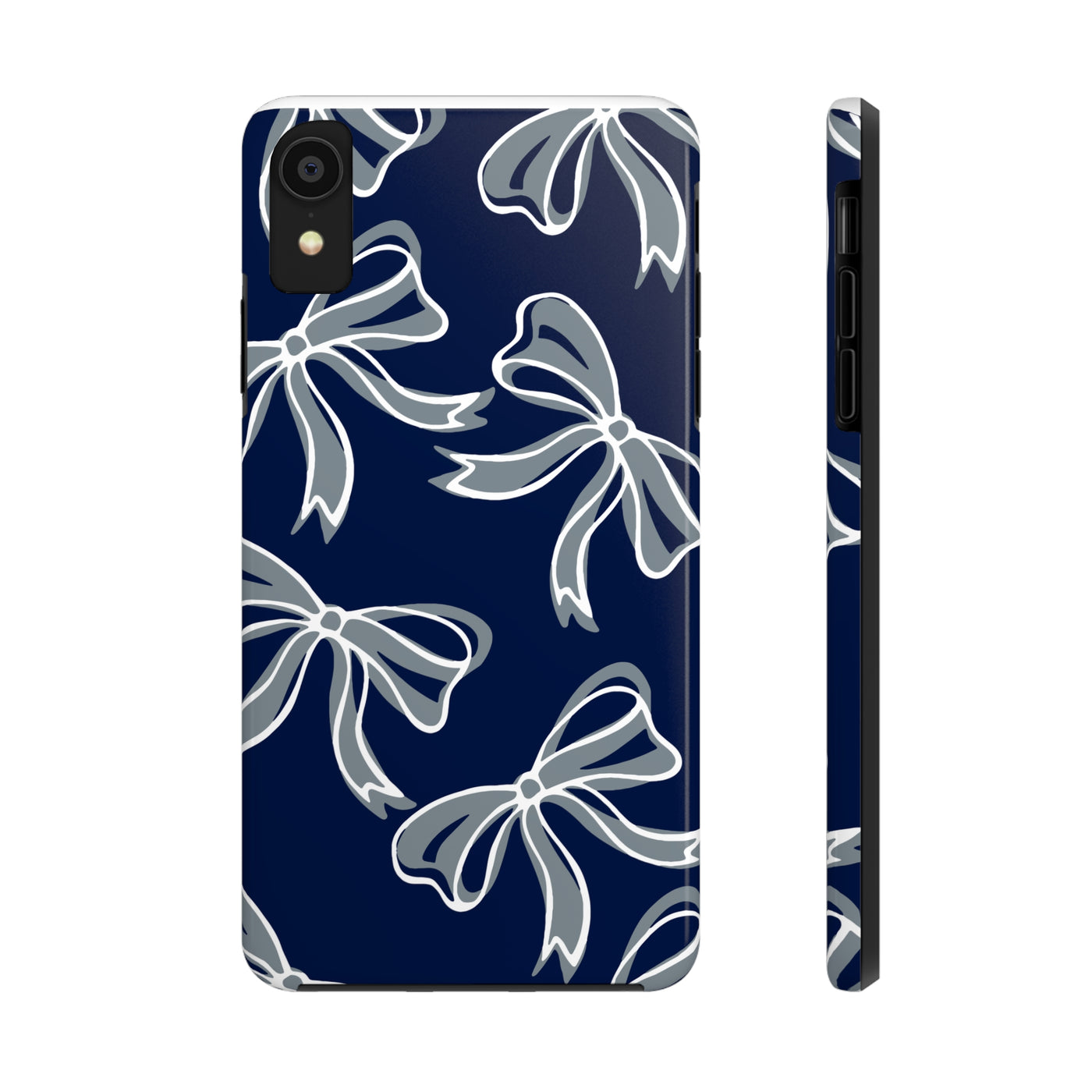 Trendy Bow Phone Case, Bed Party Bow Iphone case, Bow Phone Case, - Monmouth, UConn, Huskies, navy and white, navy and grey