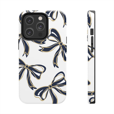 Trendy Bow Phone Case, Bed Party Bow Iphone case, Bow Phone Case, College Case, Bow Gifts, Navy and Gold, GW University, Bow Aesthetic